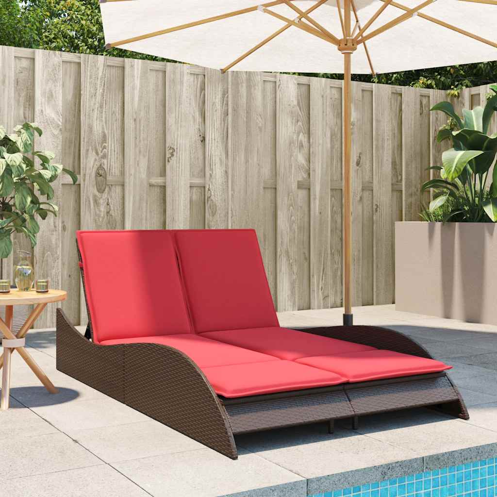 vidaXL Ligbed met kussens grijs 114x205x73 cm poly rattan
