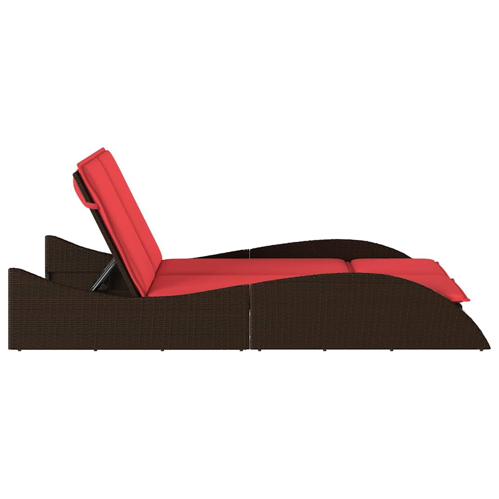 vidaXL Ligbed met kussens grijs 114x205x73 cm poly rattan