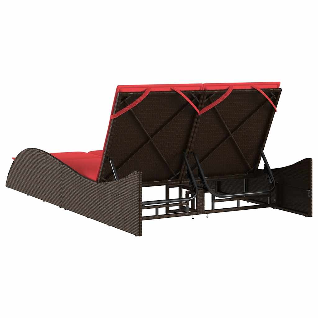 vidaXL Ligbed met kussens grijs 114x205x73 cm poly rattan