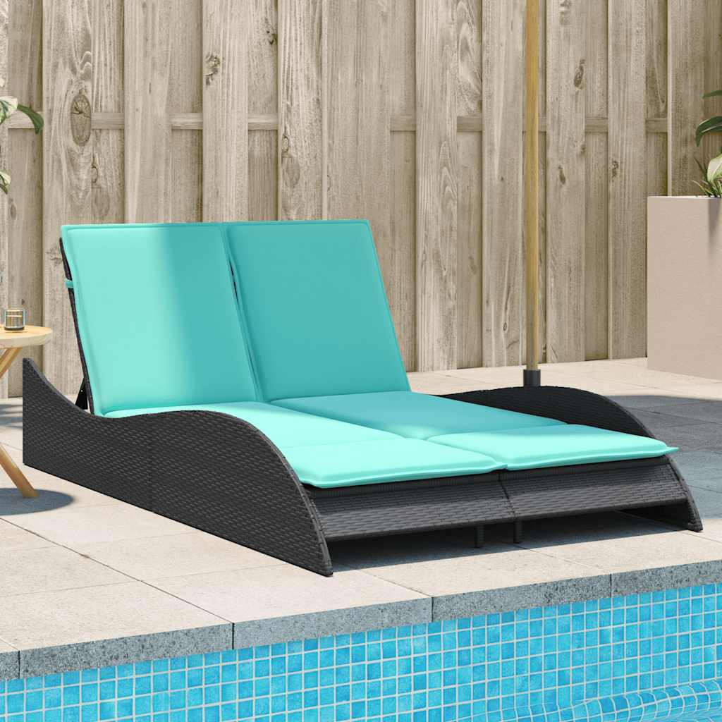 vidaXL Ligbed met kussens grijs 114x205x73 cm poly rattan