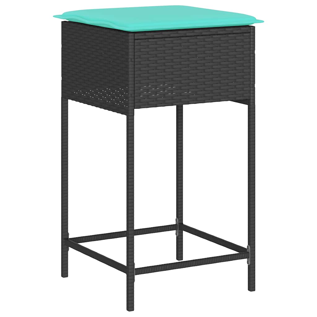 vidaXL Tuinbarkrukken met kussens 2 stuks grijs polyrotan