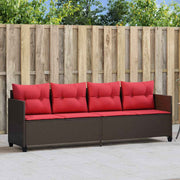 vidaXL Ligbed met kussens poly rattan bruin