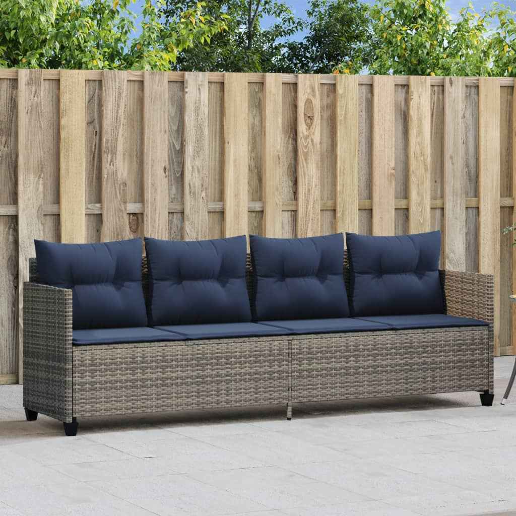 vidaXL Ligbed met kussens poly rattan bruin