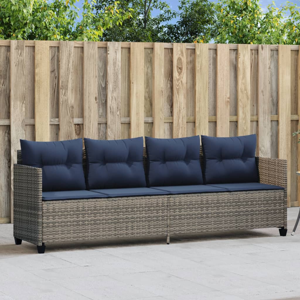vidaXL Ligbed met kussens poly rattan bruin