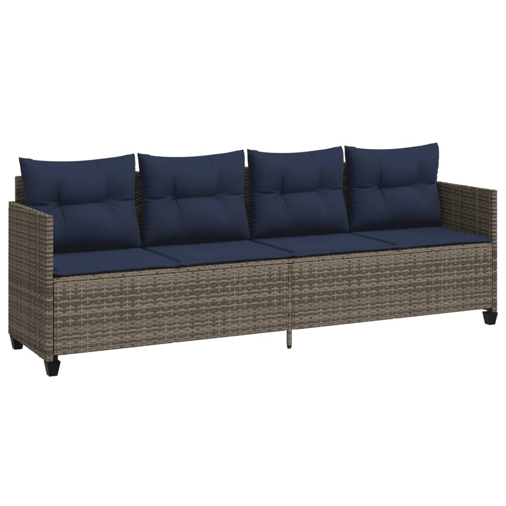vidaXL Ligbed met kussens poly rattan bruin