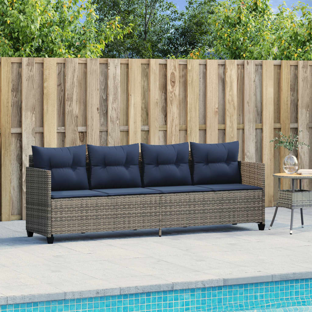 vidaXL Ligbed met kussens poly rattan bruin