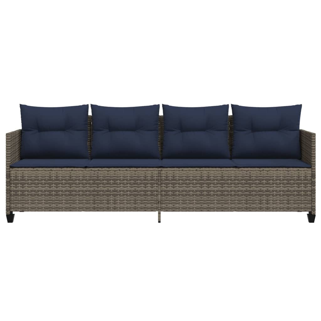 vidaXL Ligbed met kussens poly rattan bruin
