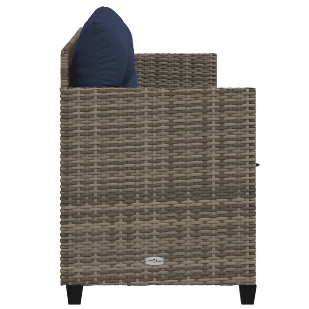 vidaXL Ligbed met kussens poly rattan bruin