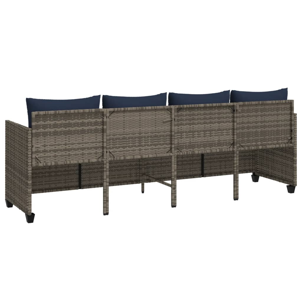 vidaXL Ligbed met kussens poly rattan bruin