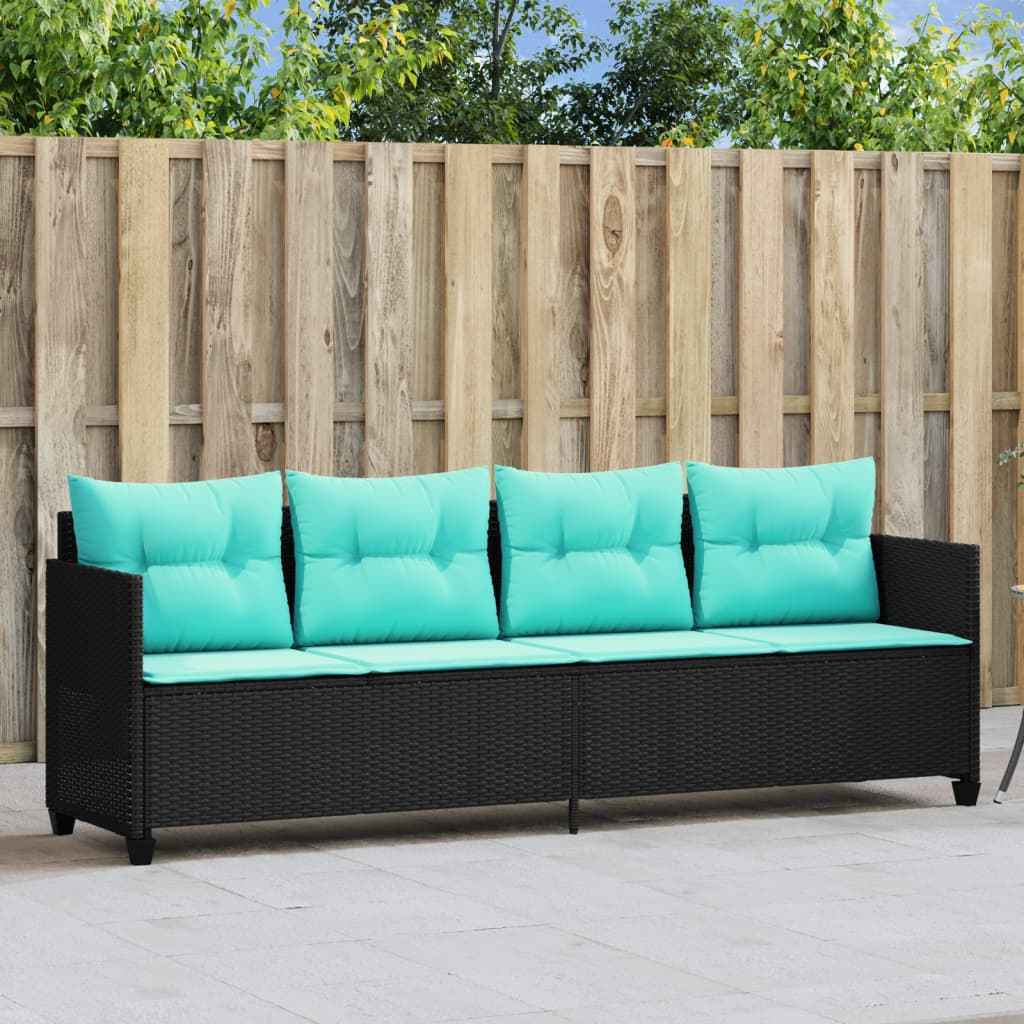 vidaXL Ligbed met kussens poly rattan bruin