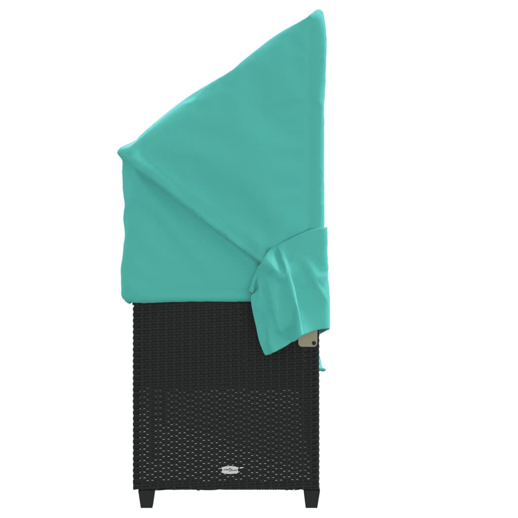 vidaXL Ligbed met luifel en kussens poly rattan grijs - Aashly