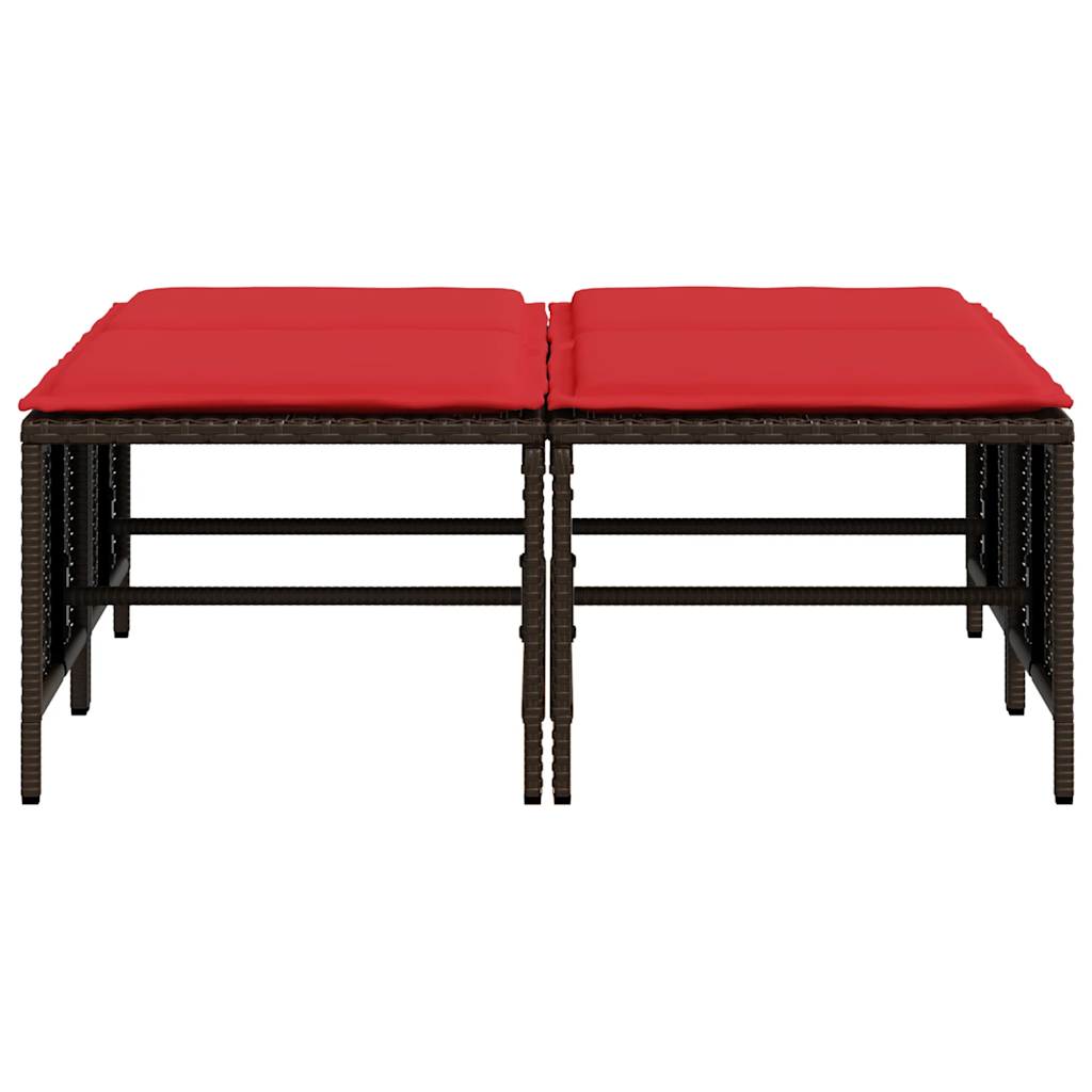 vidaXL Tuinstoelen met kussens 4 stuks Bruin Poly Rotan