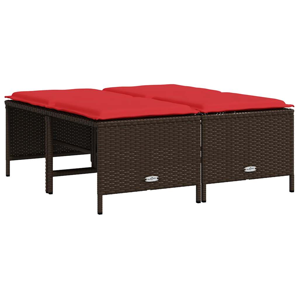 vidaXL Tuinstoelen met kussens 4 stuks Bruin Poly Rotan