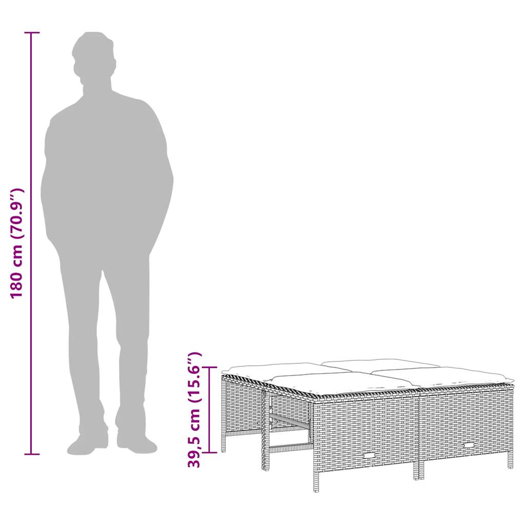 vidaXL Tuinstoelen met kussens 4 stuks Bruin Poly Rotan