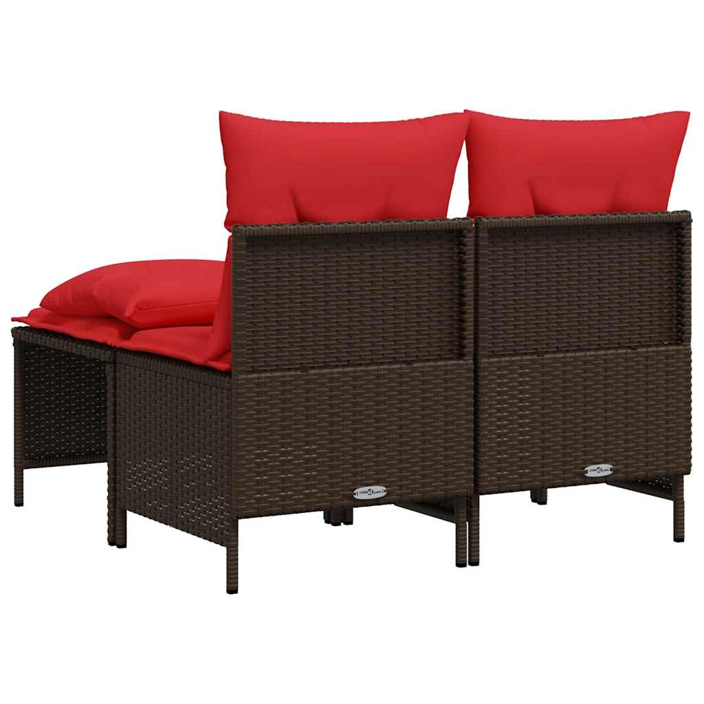 vidaXL 4-delige tuinbankset met kussens, bruin polyrotan