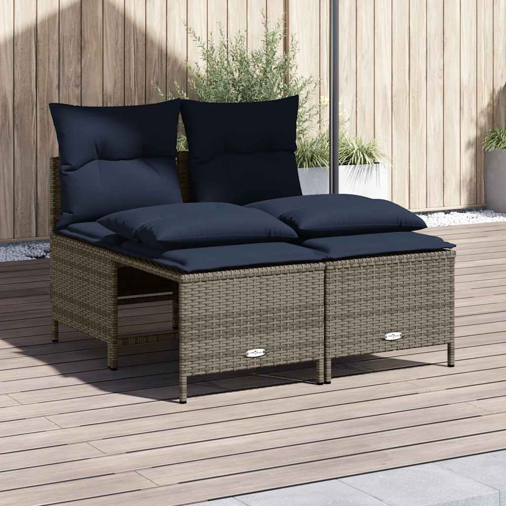 vidaXL 4-delige tuinbankset met kussens, bruin polyrotan