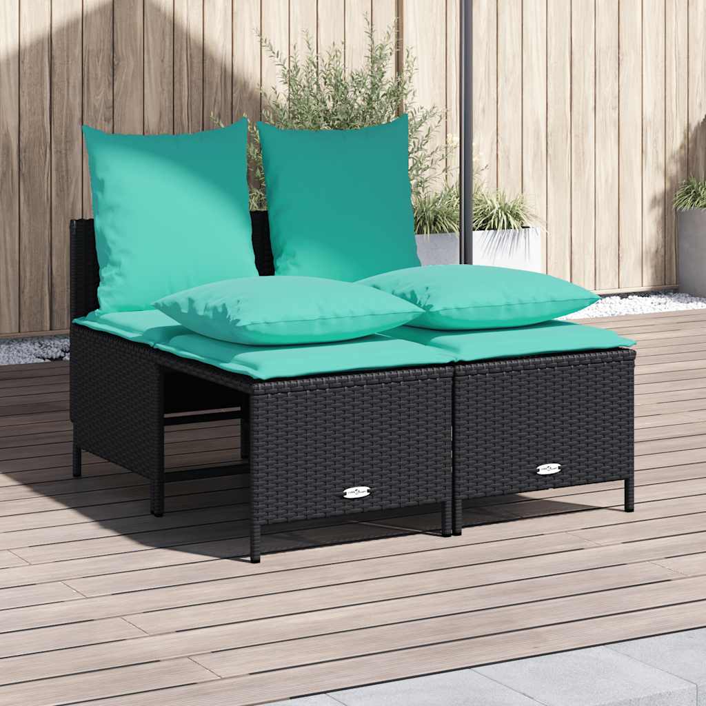 vidaXL 4-delige tuinbankset met kussens, bruin polyrotan