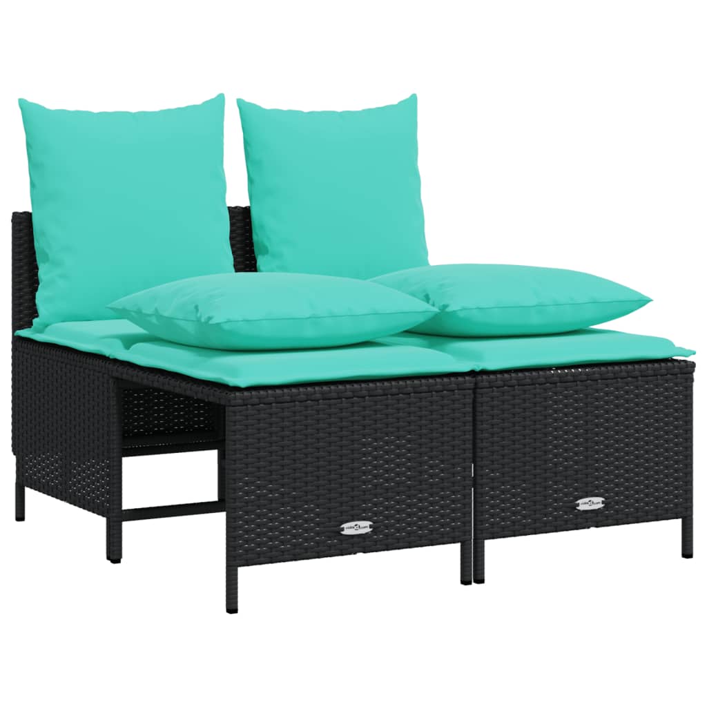 vidaXL 4-delige tuinbankset met kussens, bruin polyrotan