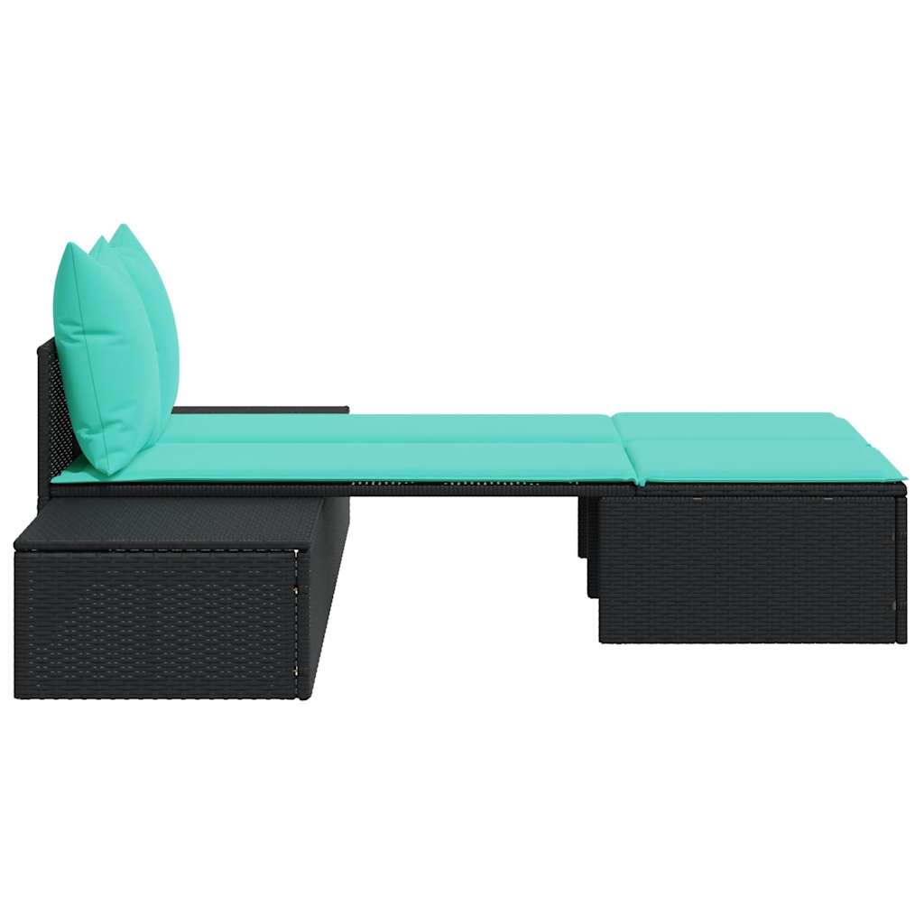 vidaXL Dubbele ligstoel met kussens, bruin polyrotan