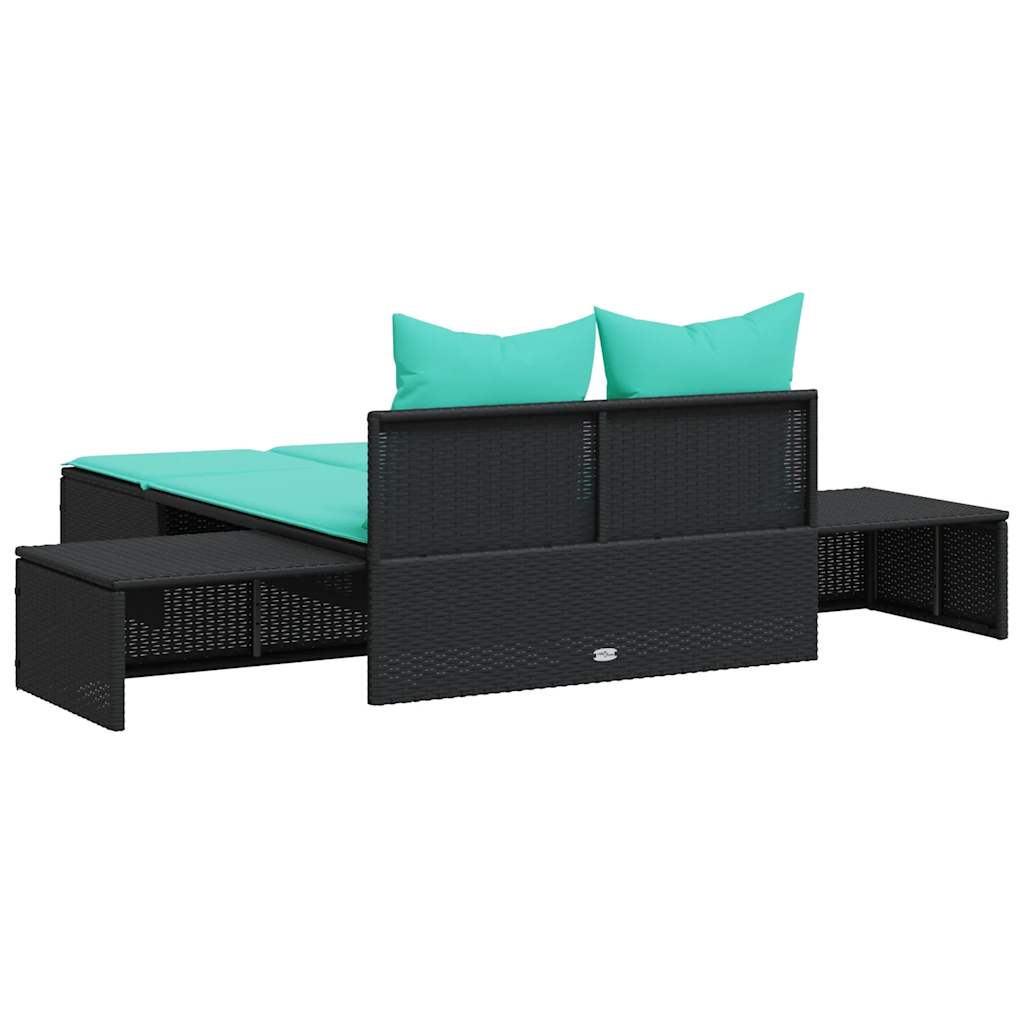 vidaXL Dubbele ligstoel met kussens, bruin polyrotan