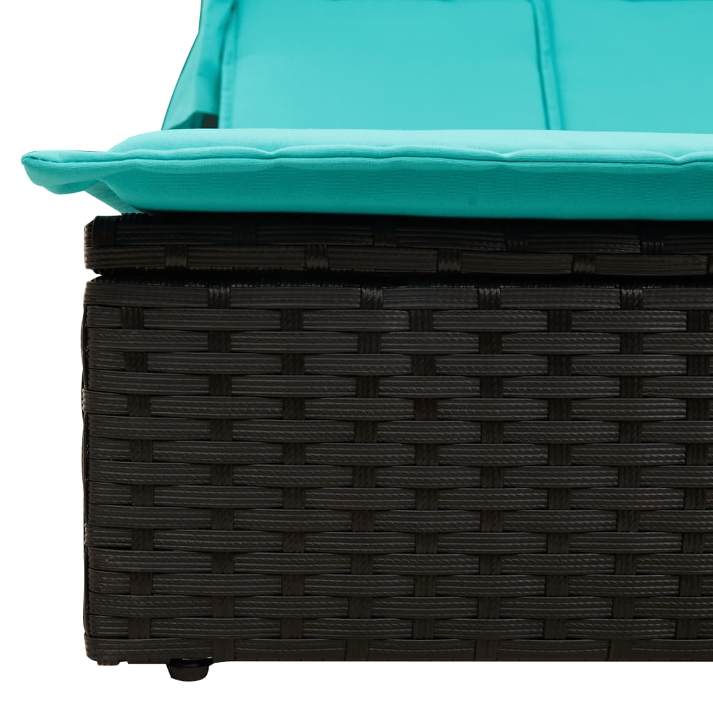vidaXL Dubbele ligstoel met kussens, bruin polyrotan