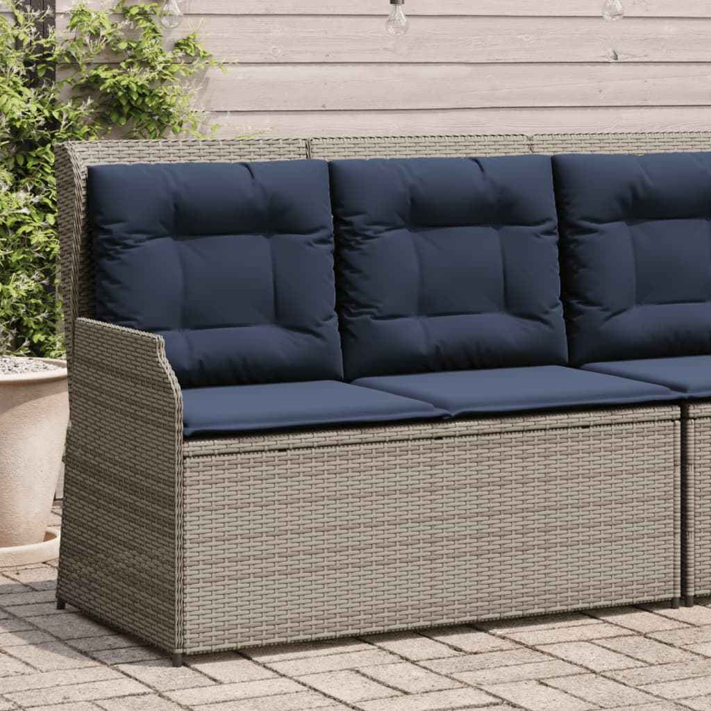 vidaXL Ligstoelen voor in de tuin 2 st met kussens bruin poly rattan