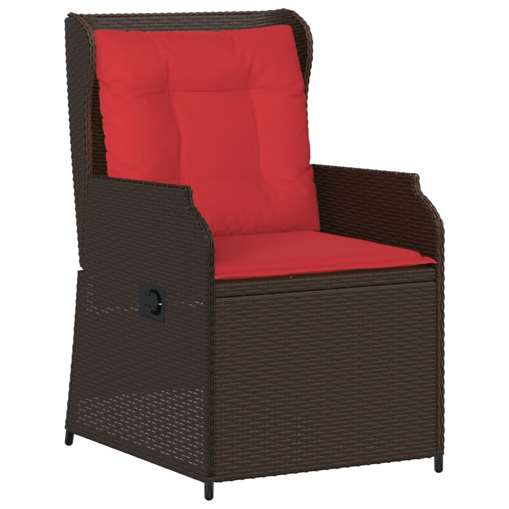 vidaXL Ligstoelen voor in de tuin 2 st met kussens bruin poly rattan