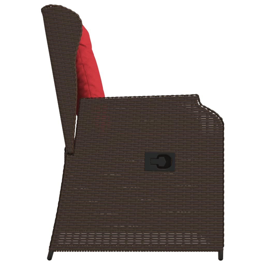 vidaXL Ligstoelen voor in de tuin 2 st met kussens bruin poly rattan