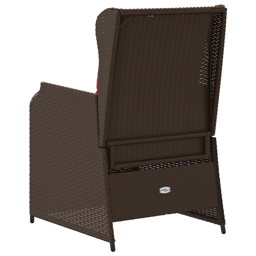 vidaXL Ligstoelen voor in de tuin 2 st met kussens bruin poly rattan