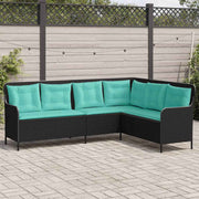 vidaXL Tuinbank met kussens L-vormig zwart poly rattan