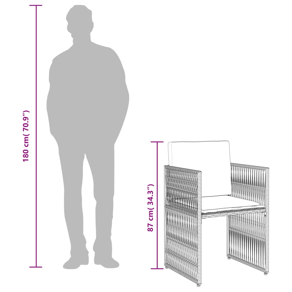 vidaXL 7-delige tuineetset met kussens grijs poly rattan