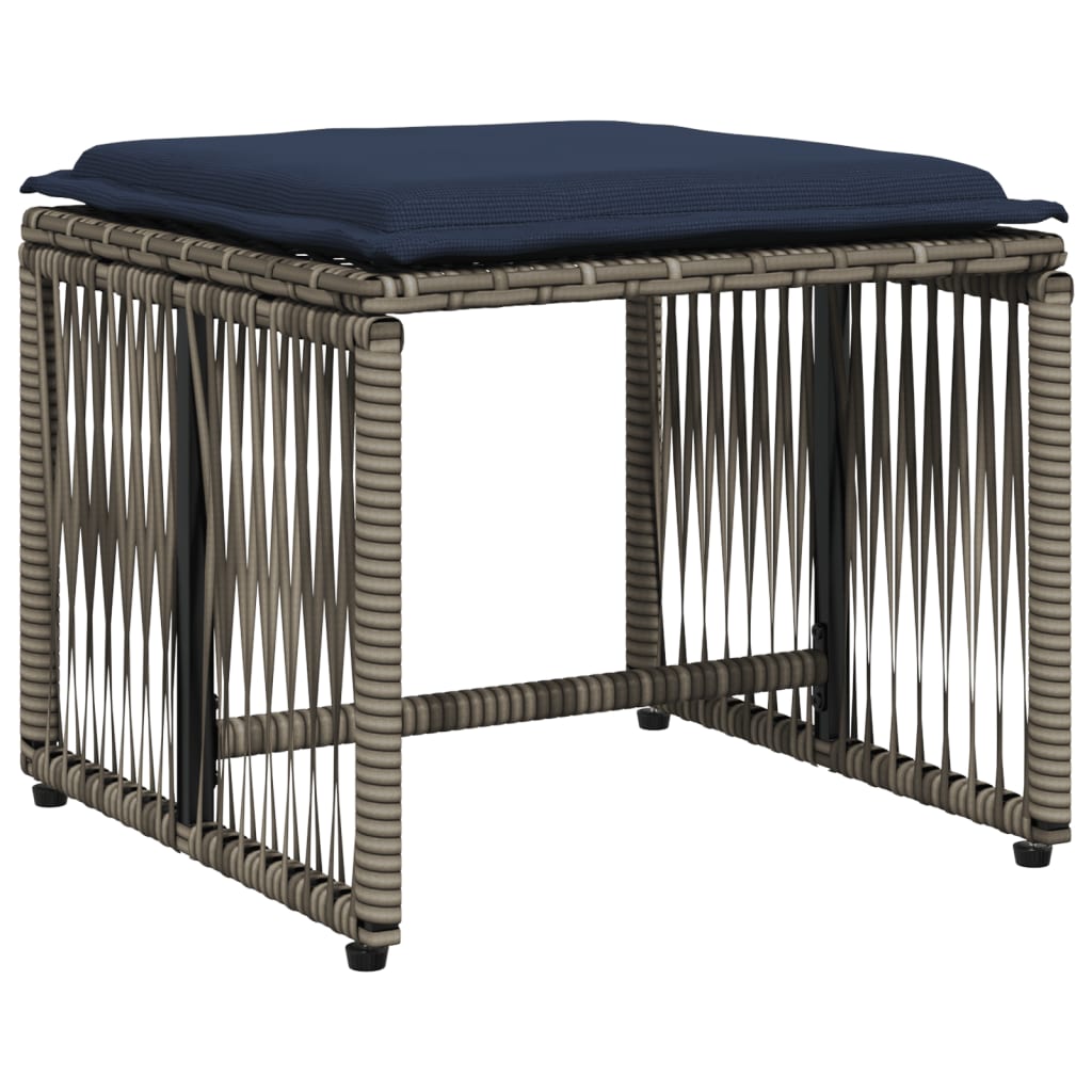 vidaXL 7-delige tuineetset met kussens grijs poly rattan