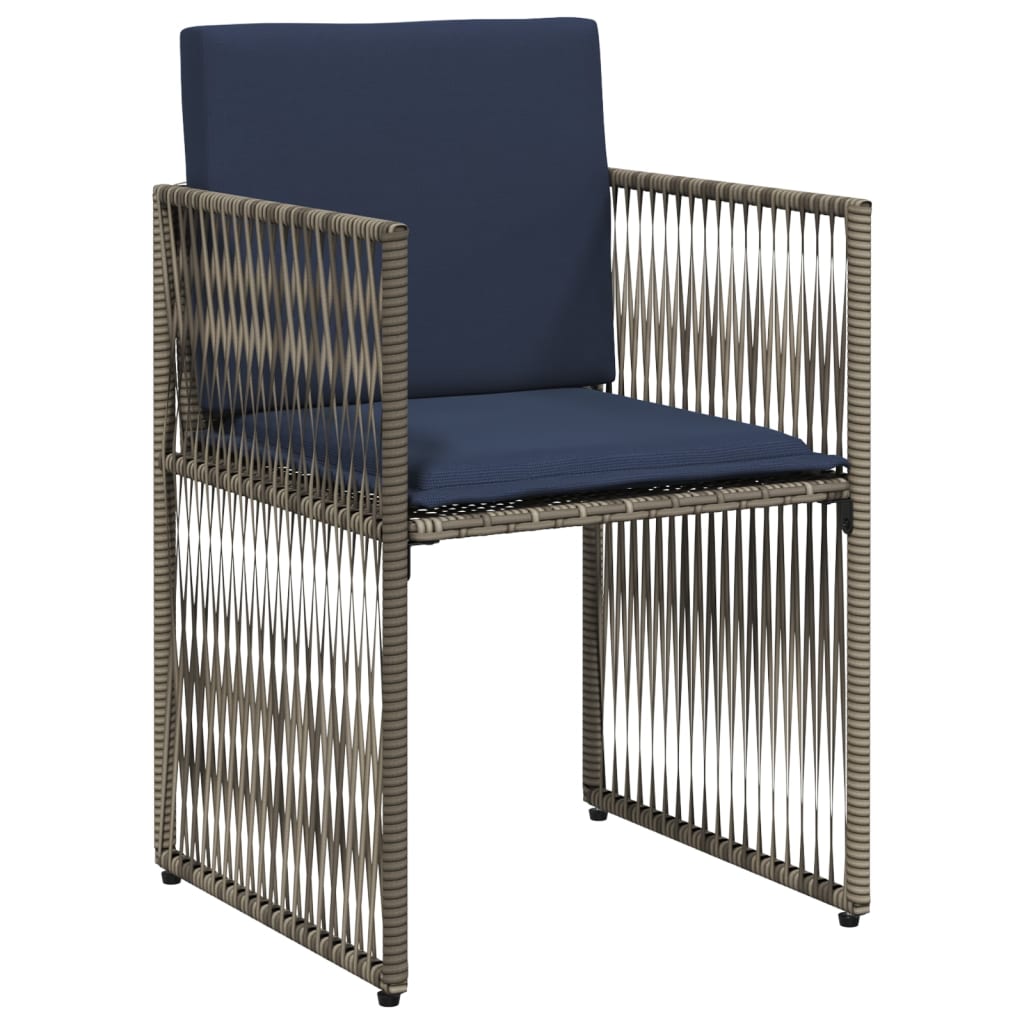 vidaXL 7-delige tuineetset met kussens grijs poly rattan