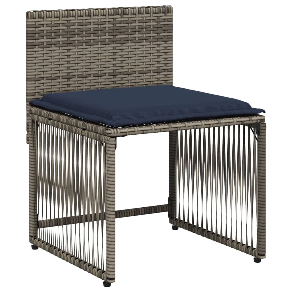 vidaXL 7-delige tuineetset met kussens grijs poly rattan