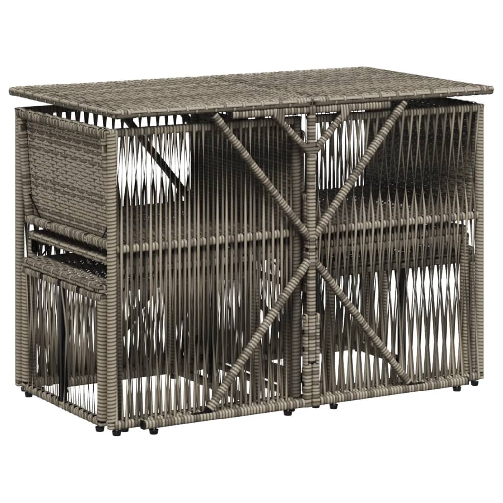 vidaXL 7-delige tuineetset met kussens grijs poly rattan