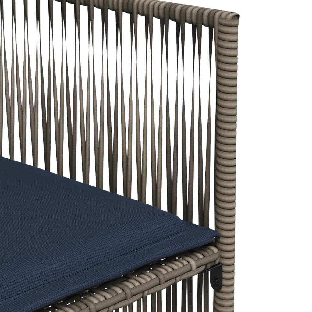 vidaXL 7-delige tuineetset met kussens grijs poly rattan