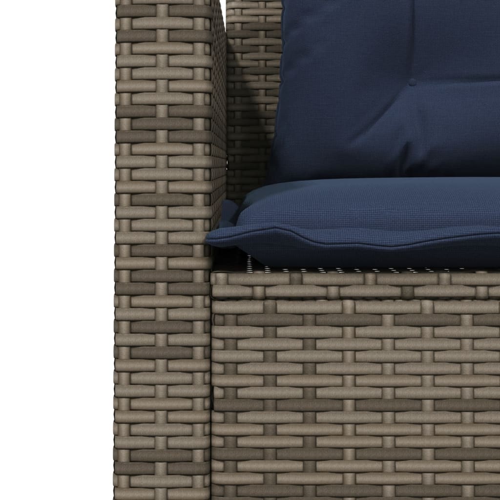 vidaXL Tuinbank met tafel en kussens L-vormig grijs poly rattan