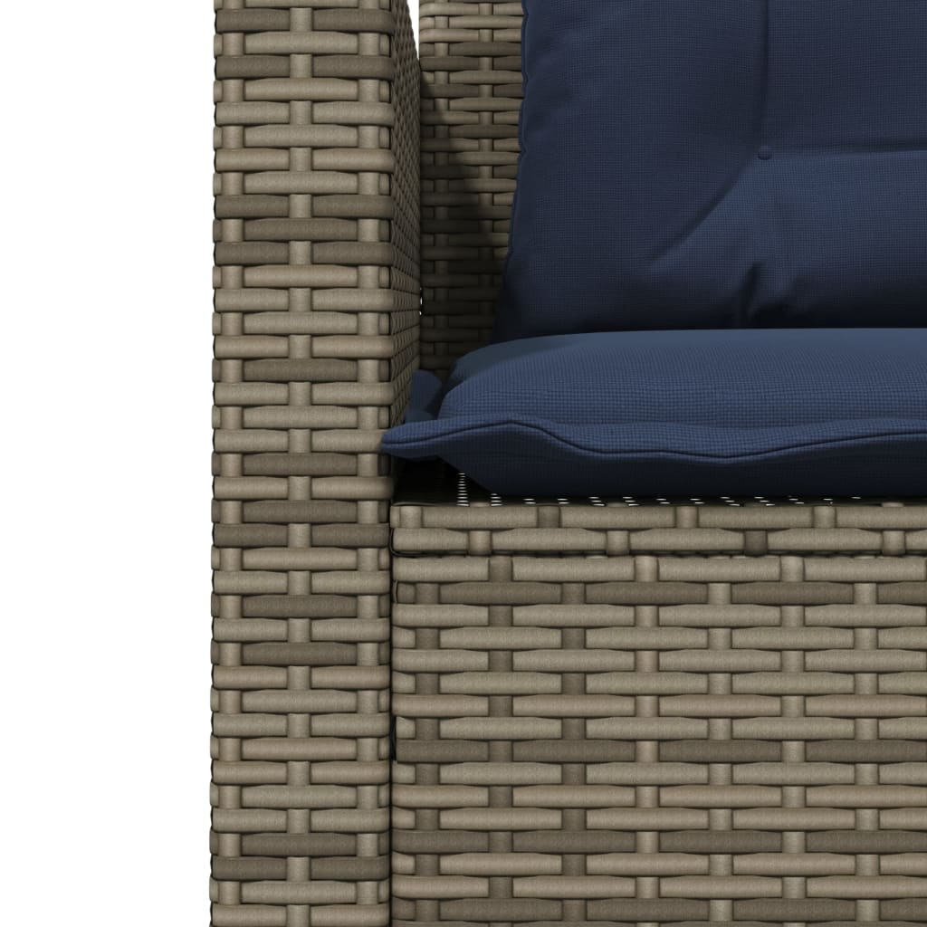 vidaXL Tuinbank met tafel en kussens L-vormig grijs poly rattan