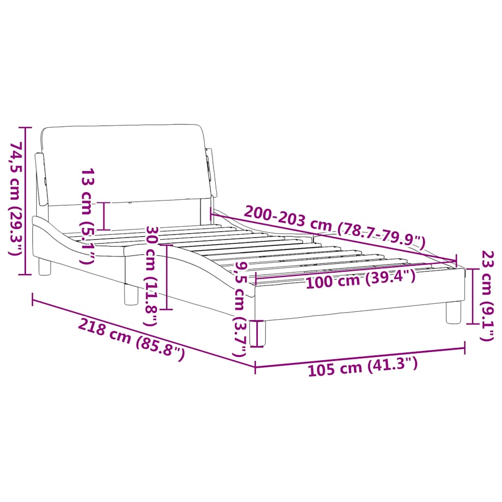 vidaXL Bedframe "Dover" stof donkergrijs 100x203 cm