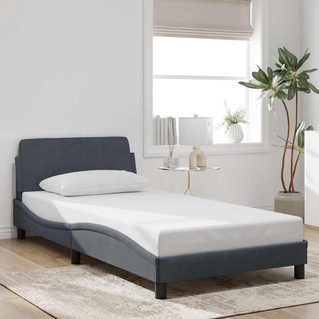 vidaXL Bedframe "Dover" fluweel donkergrijs 100x203 cm