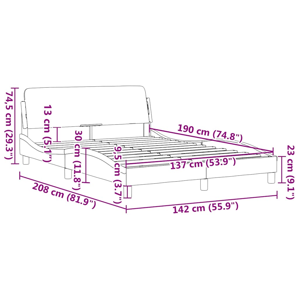 vidaXL Bedframe "Dover" kunstleer zwart 100x203 cm