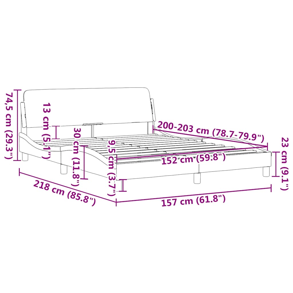 vidaXL Bedframe "Dover" fluweel donkergrijs 100x203 cm
