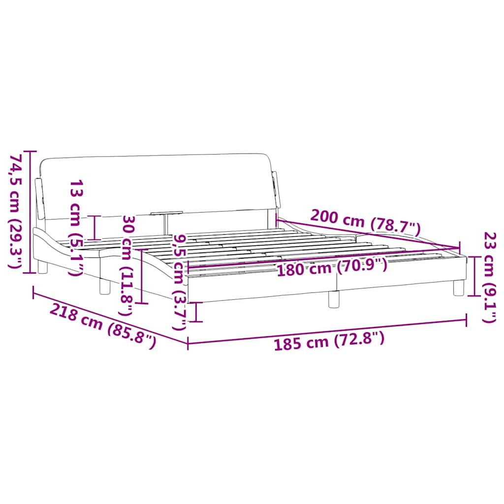 vidaXL Bedframe Dover lichtgrijs 180x200 cm stof