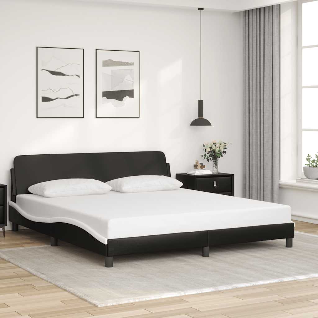 vidaXL Bedframe Dover zwart 135x190 cm kunstleer