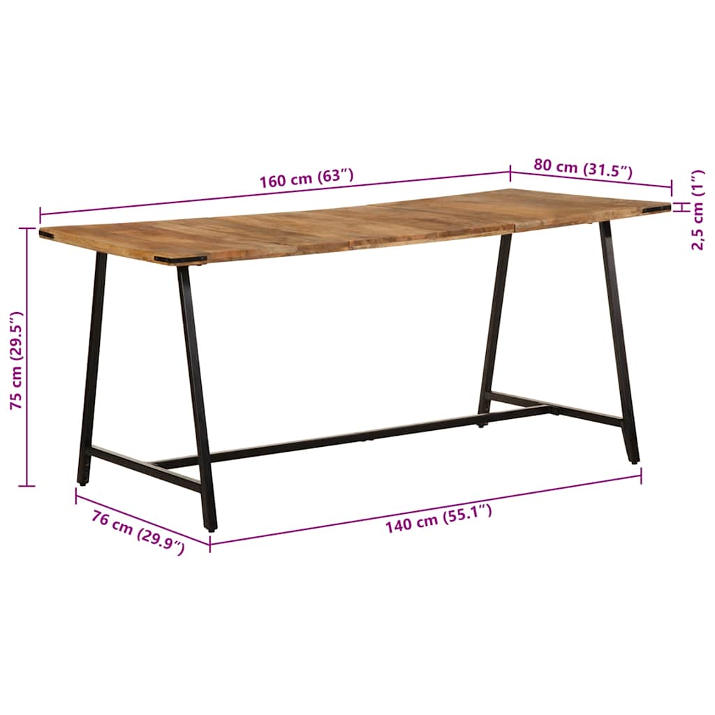vidaXL Eettafel 140x70x75 cm massief mangohout