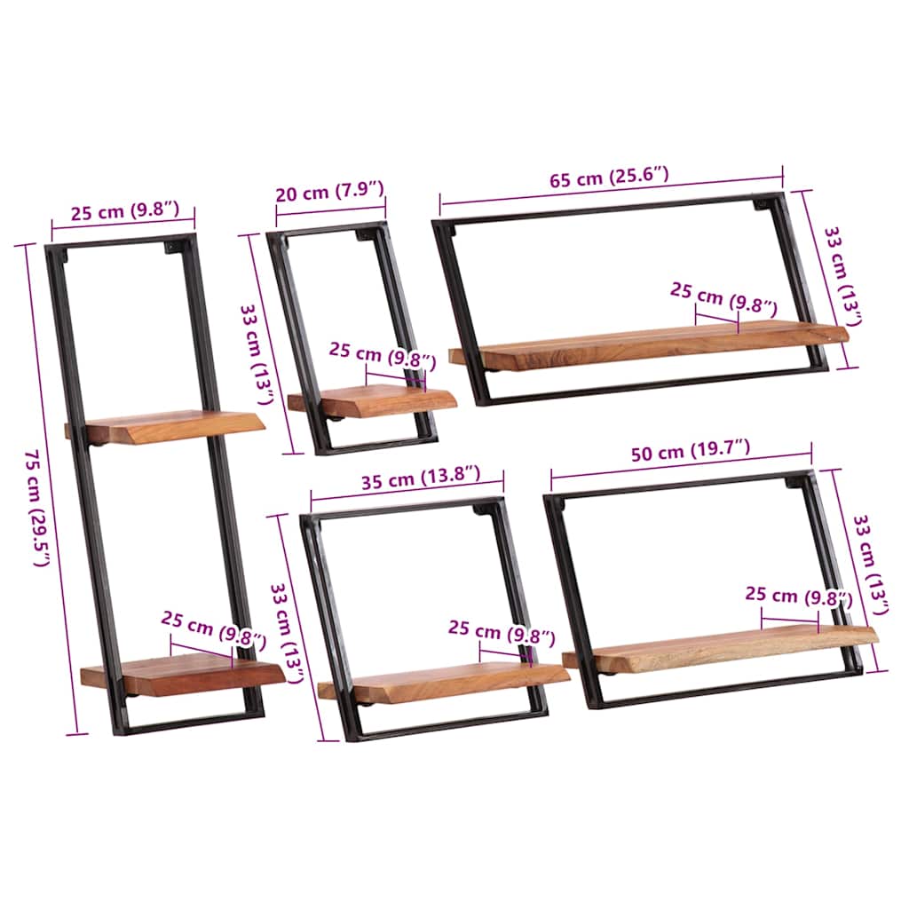 vidaXL Wandplanken 5 stuks massief acaciahout