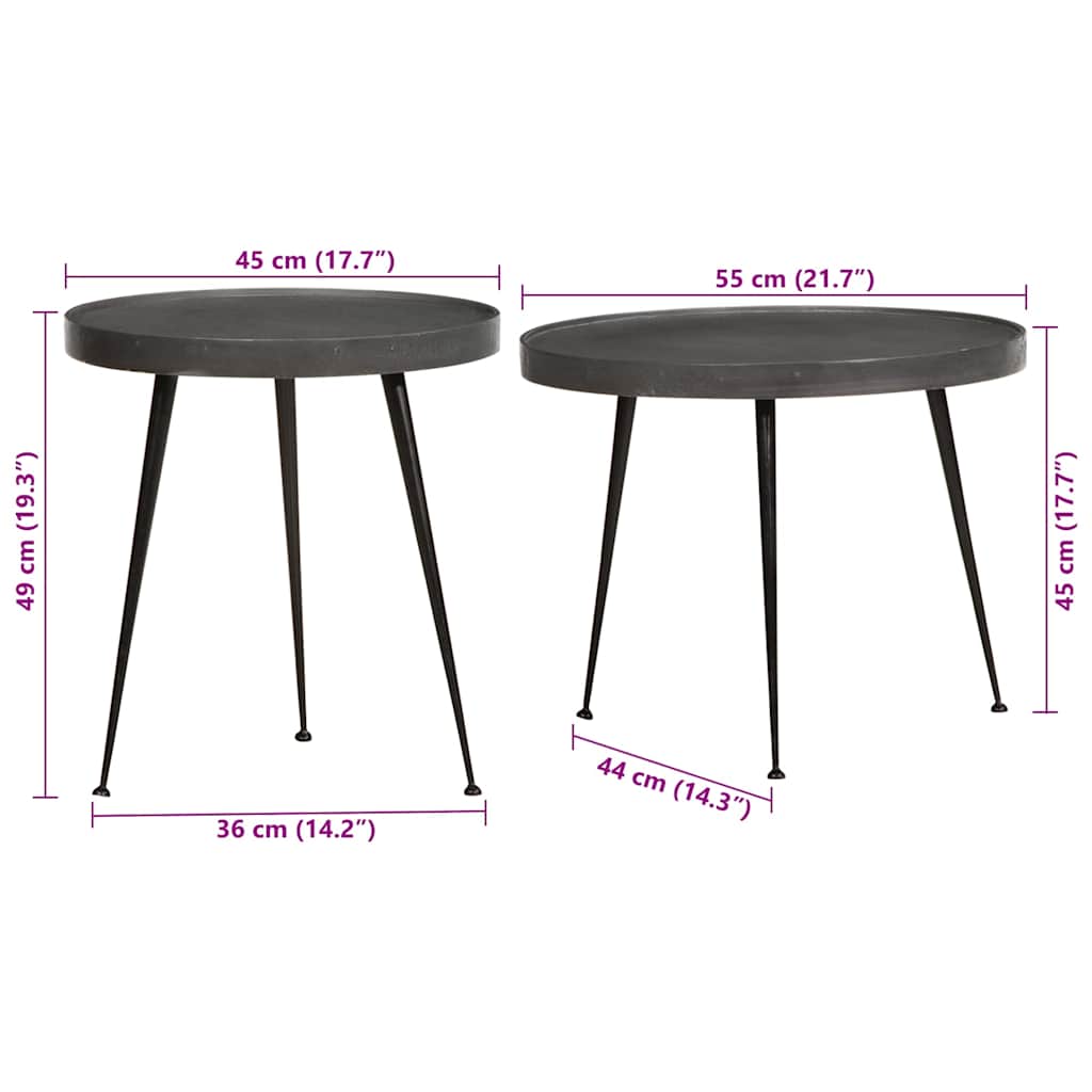 vidaXL Salontafel 2 stuks Zwart bewerkt hout