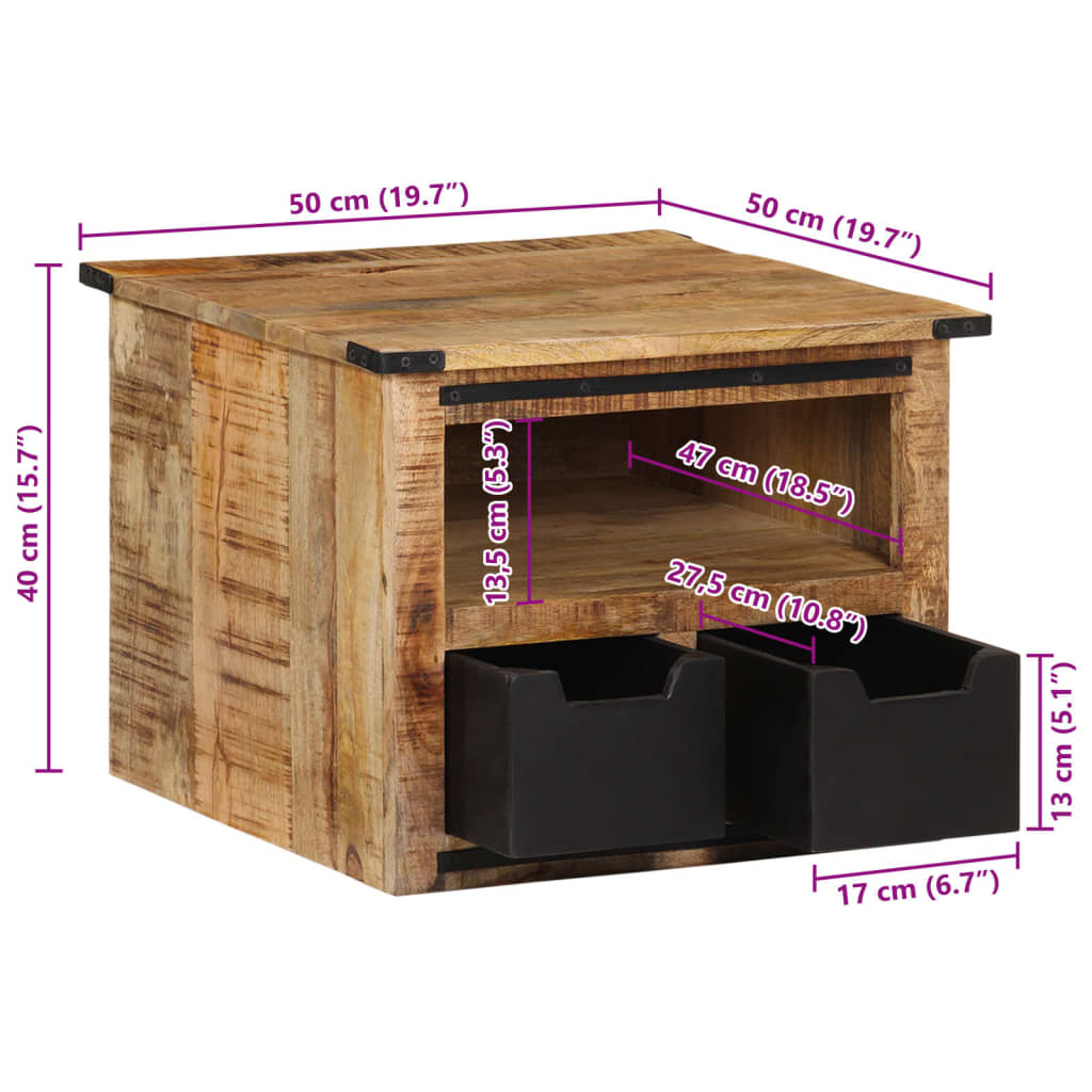vidaXL Salontafel met lades 110x50x40 cm massief mangohout