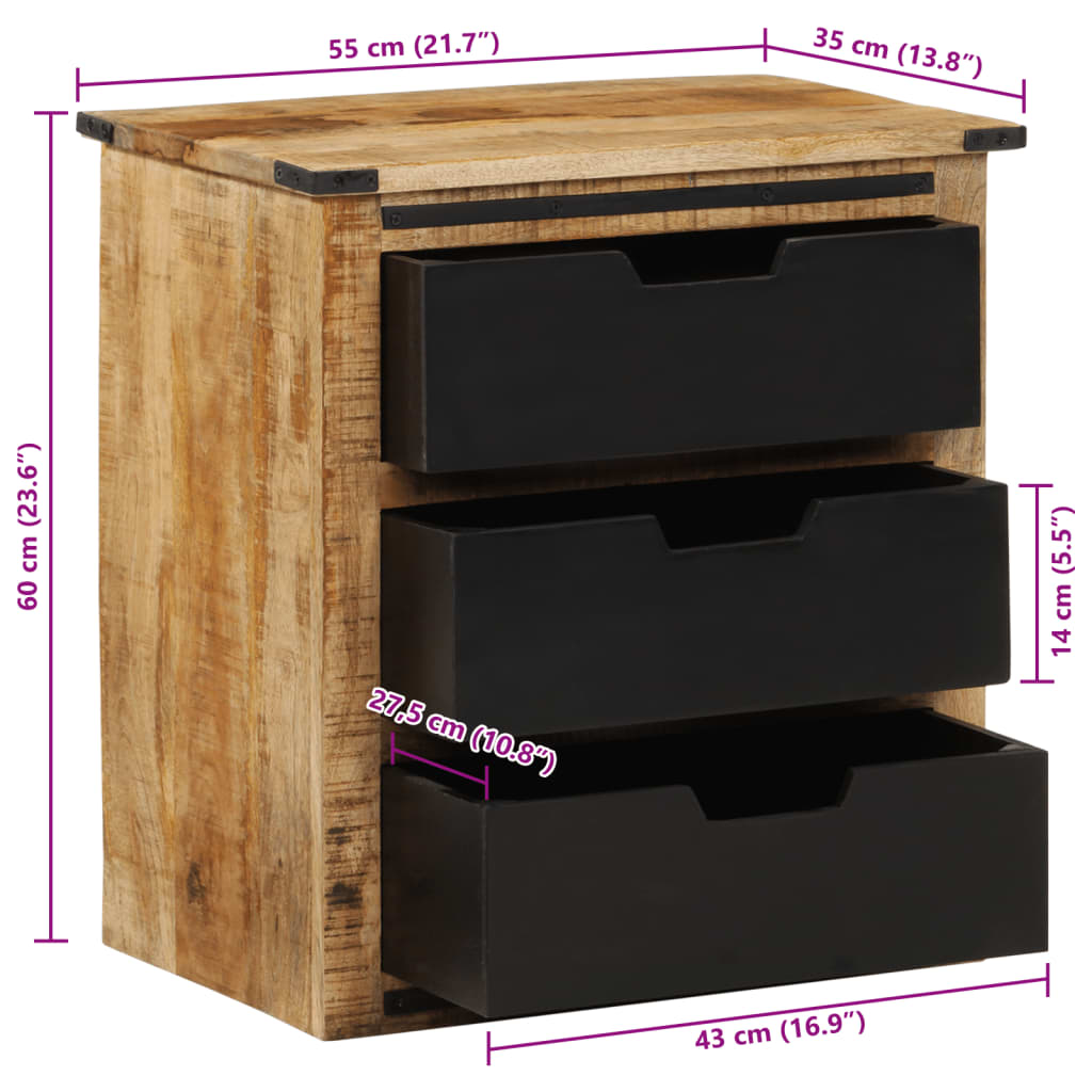 vidaXL Dressoir met 2 lades 55x35x60 cm massief mangohout