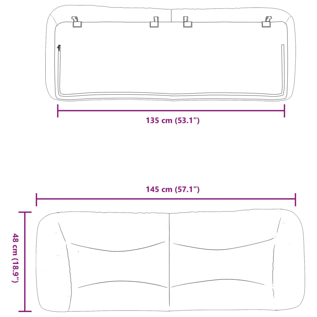 vidaXL Hoofdbordkussen zwart 135 cm kunstleer